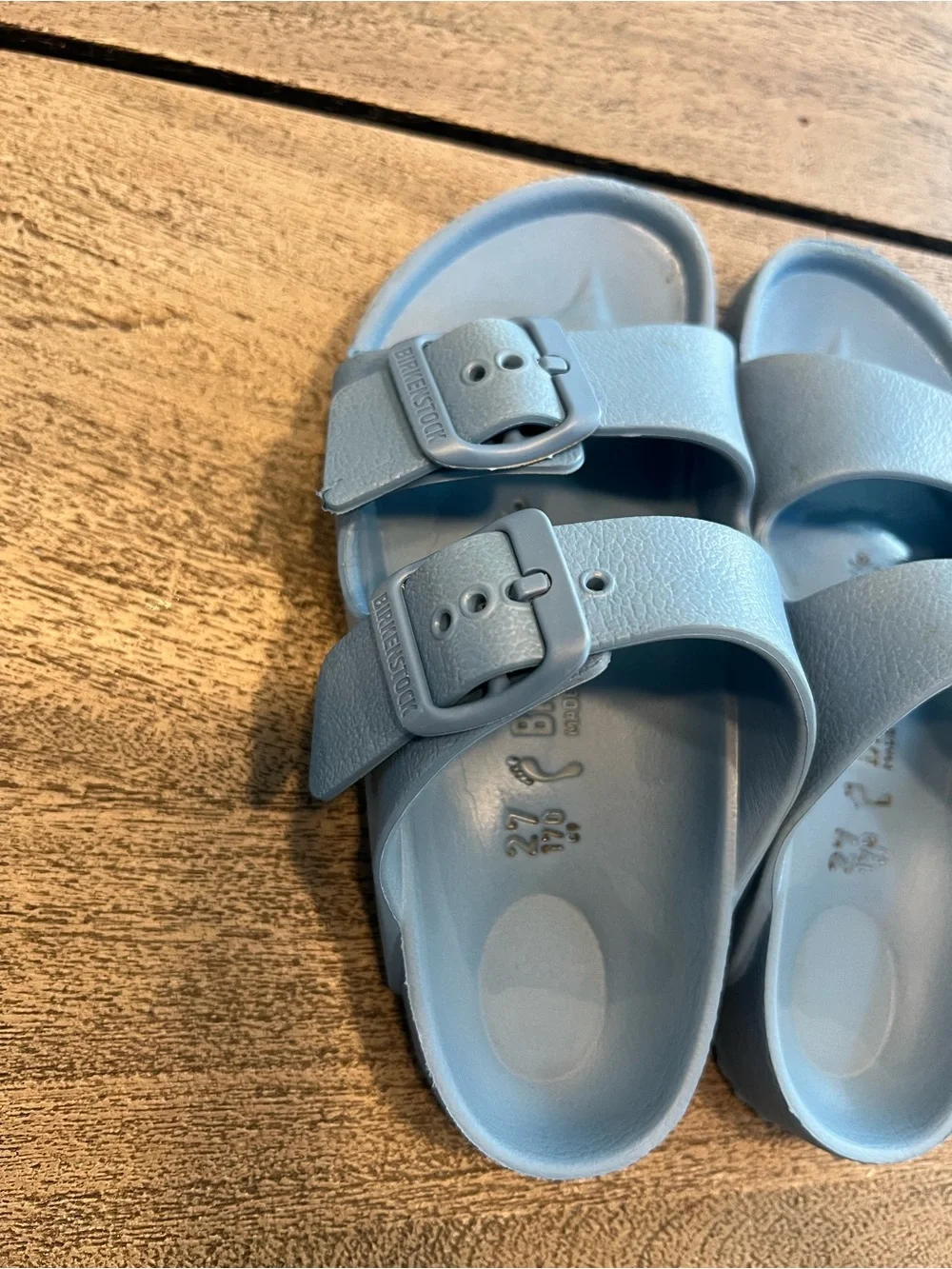 Birkenstock Arizona EVA Kids Blue Two-Strap Buckle Slide Sandals EU 27 US 9